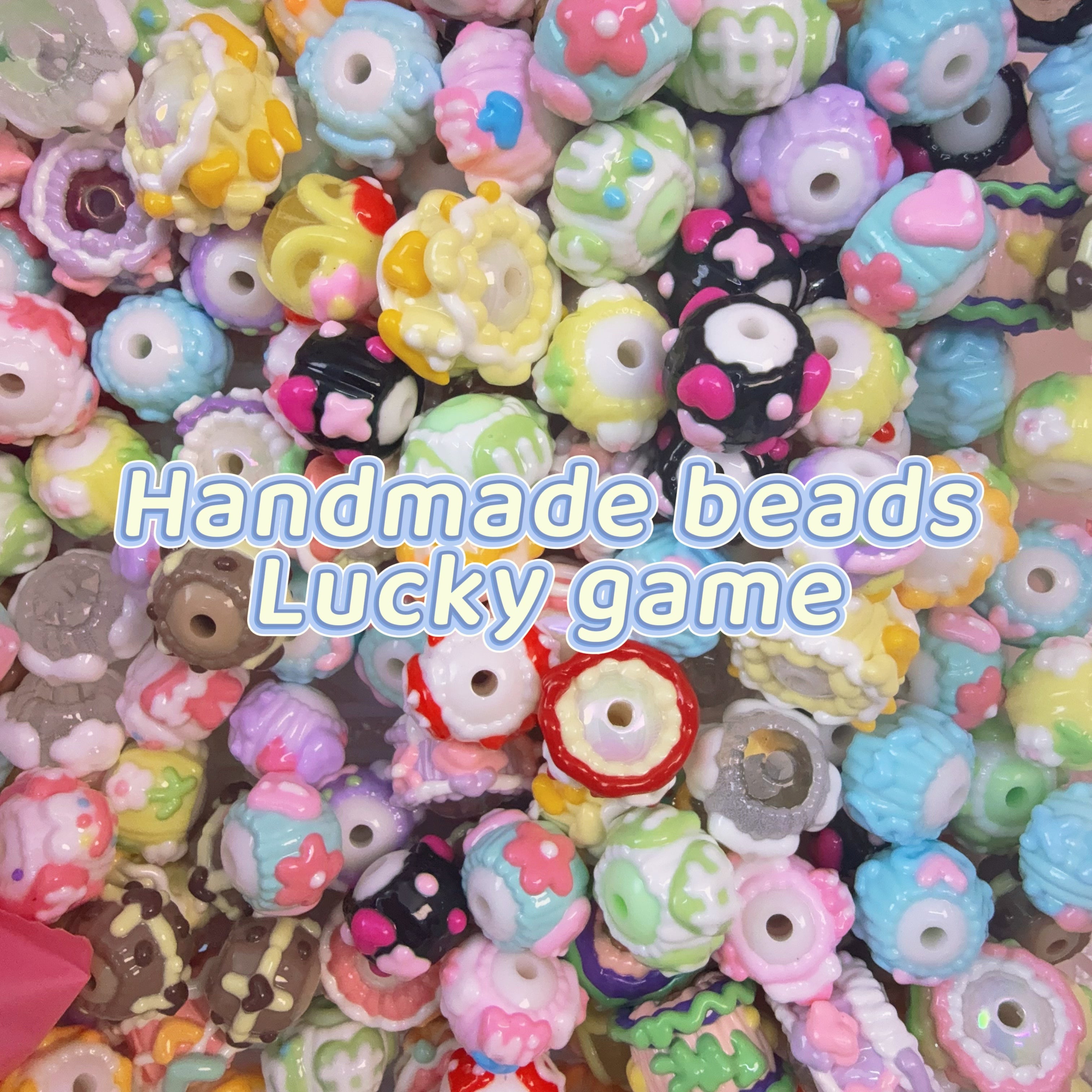 Lucky game-Handmade beads (big oil painted beads )